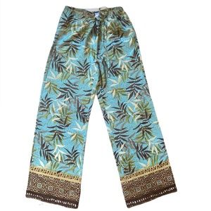 Spiegel 100% Silk Tropical wide leg pants SZ:Sm